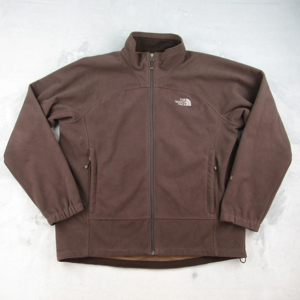 The North Face Windwall Fleece Jacket Mens XL Brown Full Zip Outdoor Softshell